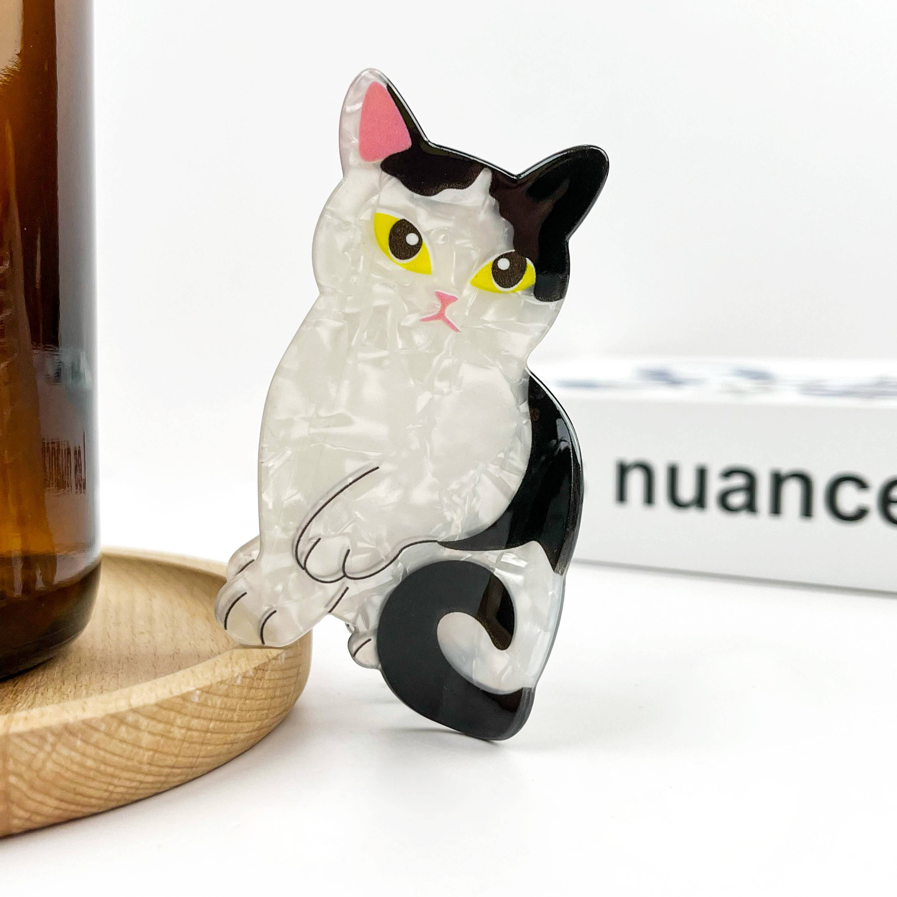 Cow Cat & Orange Cat Hair Clips, Cute Animal Claw Clip