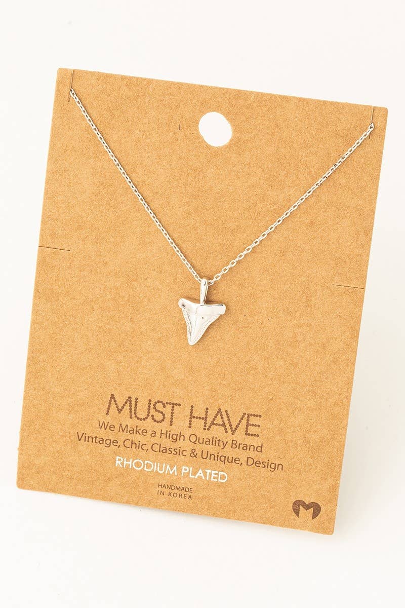 Gold Dipped Shark Tooth Pendant Necklace