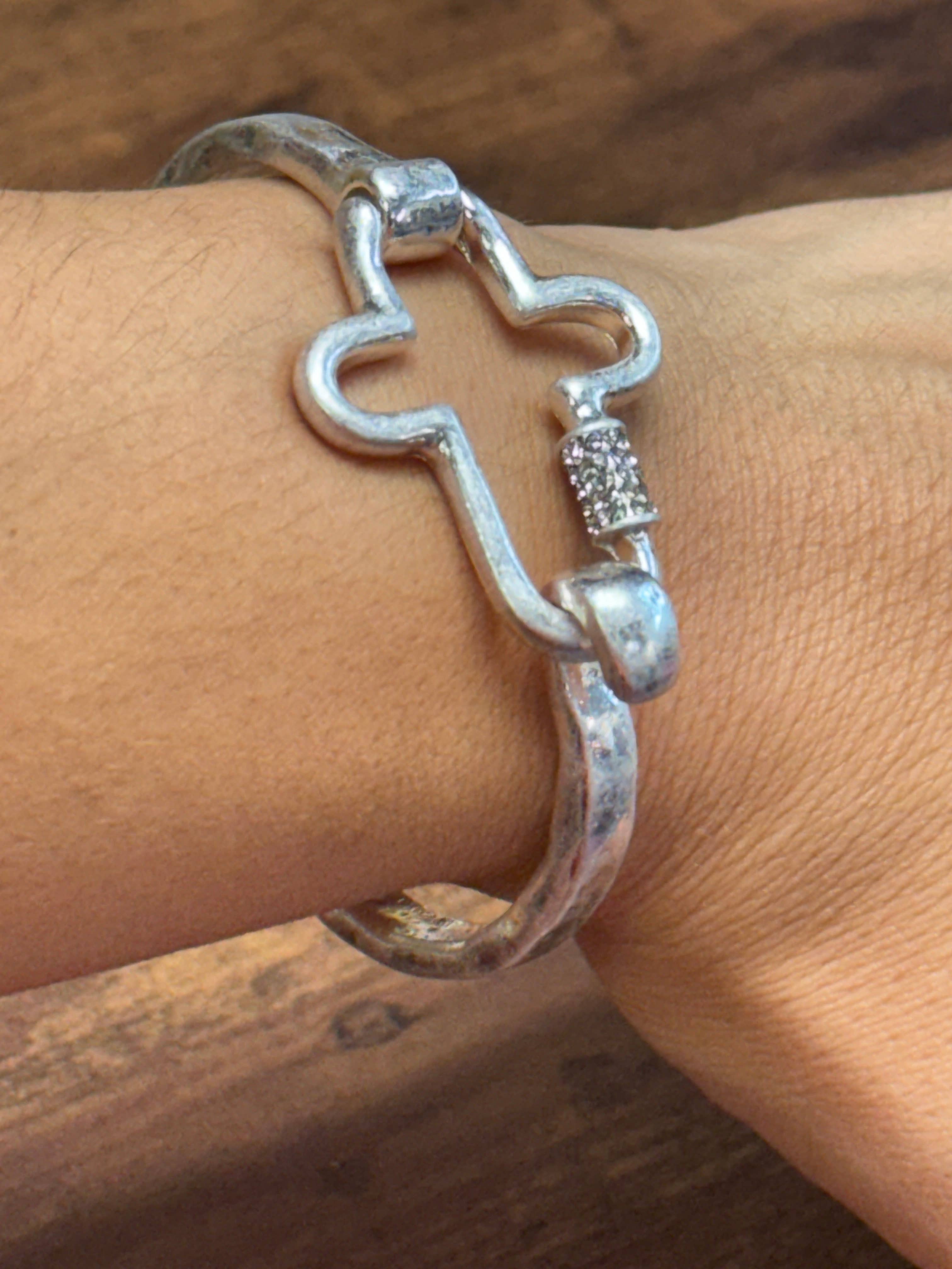 NEW! Gorgeous BLING Cross Cuff Bracelet- Silver or Gold