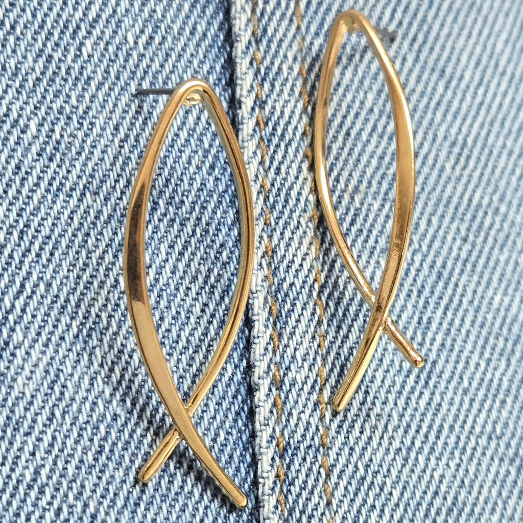 E1093 HE2480 Christian Fish Sign Drop Earrings