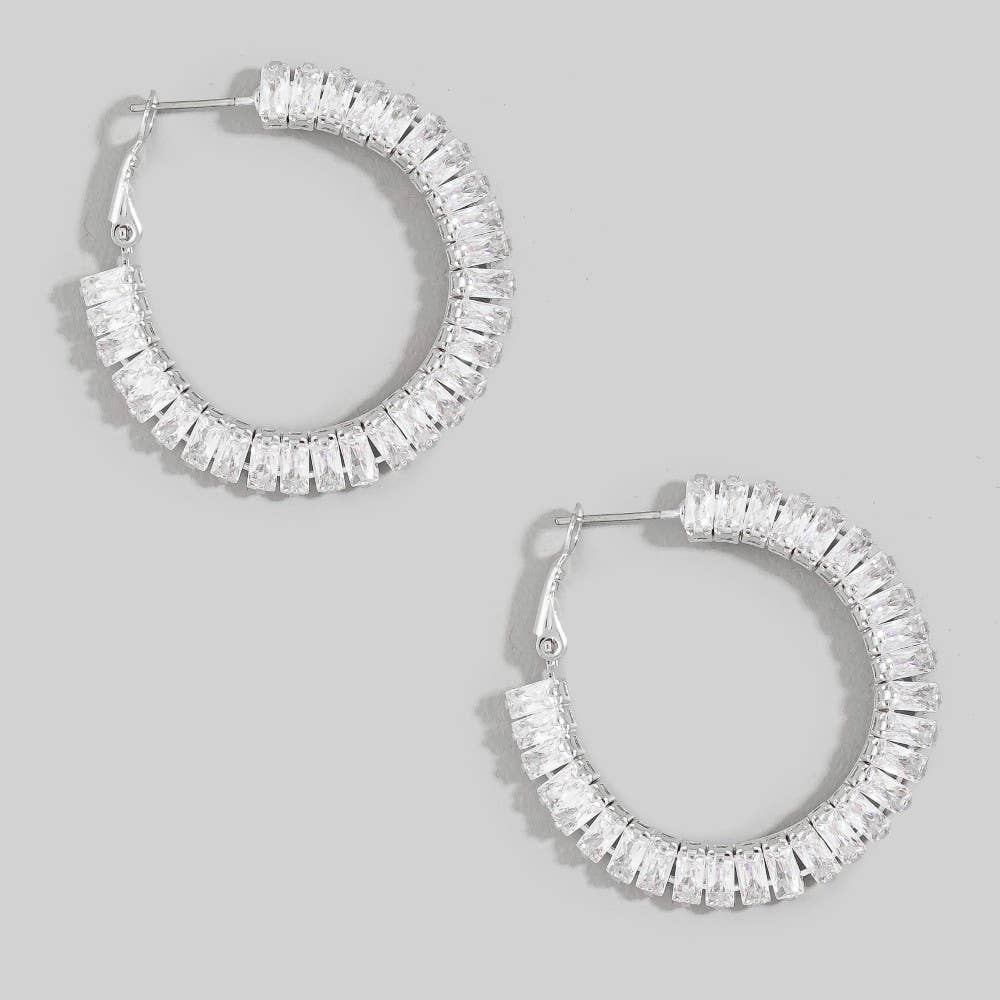 Baguette Cz Hoop Earrings
