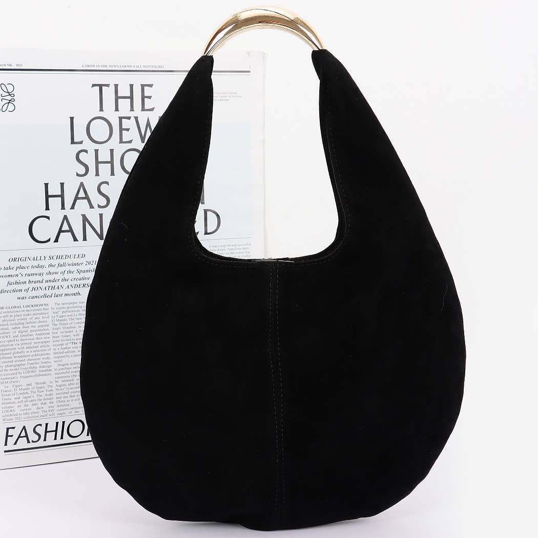 Faux Suede Leather Hobo Bag