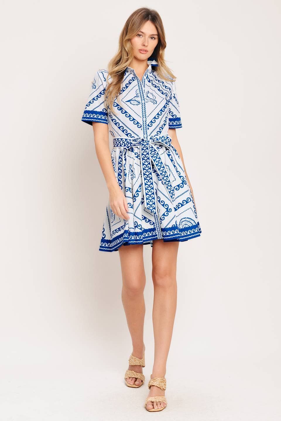 A printed woven mini dress - ID23236