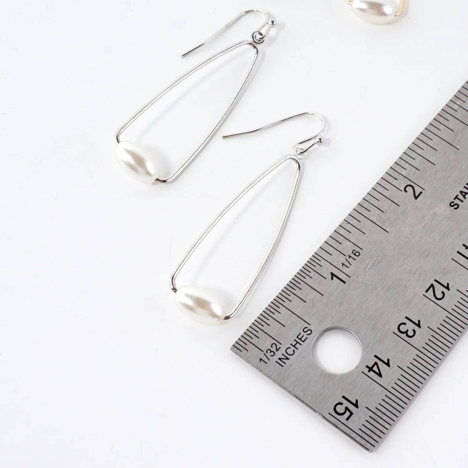 Pearl On Wire Teardrop Dangle Earrings