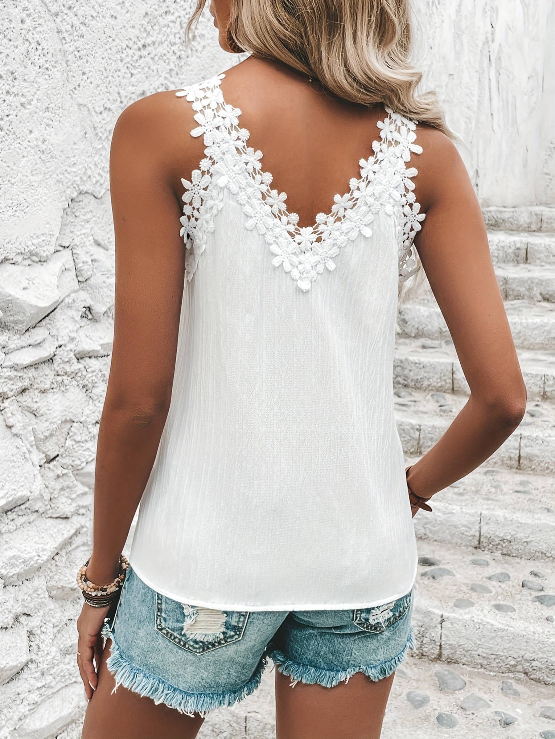 Splicing Lace Camisole V-neck Top