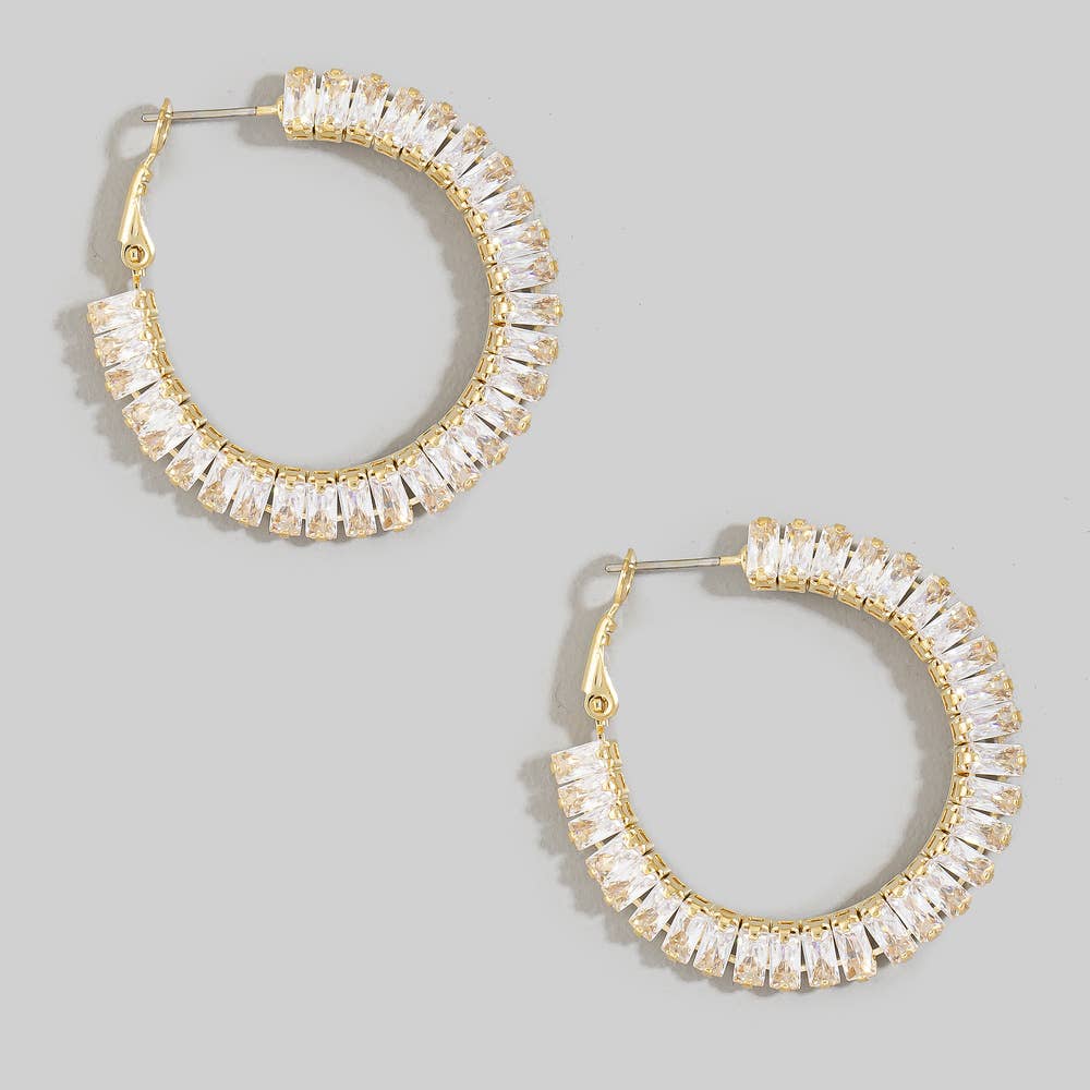 Baguette Cz Hoop Earrings