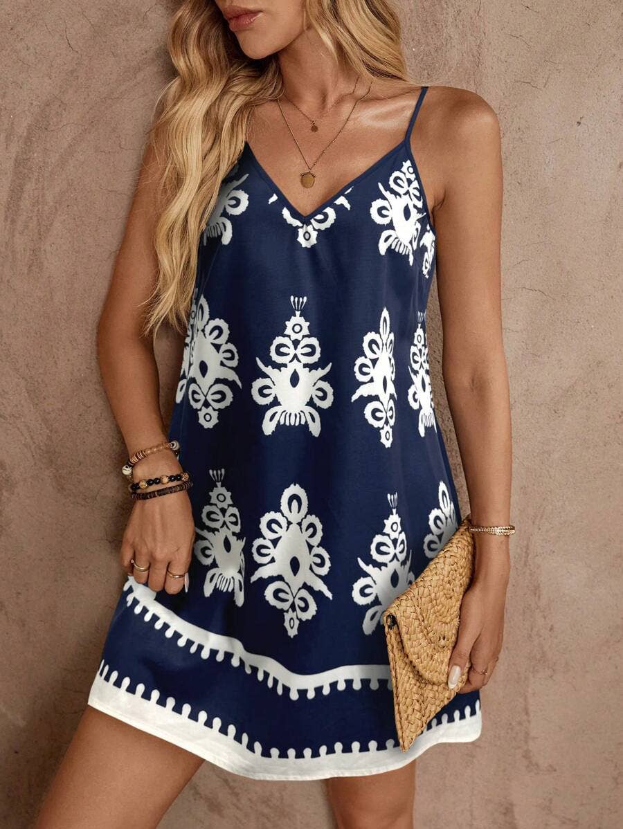Boho Ethnic Prints Slip Mini Dress