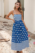 LDC Polka Dot Patchwork High Waist Maxi Dress