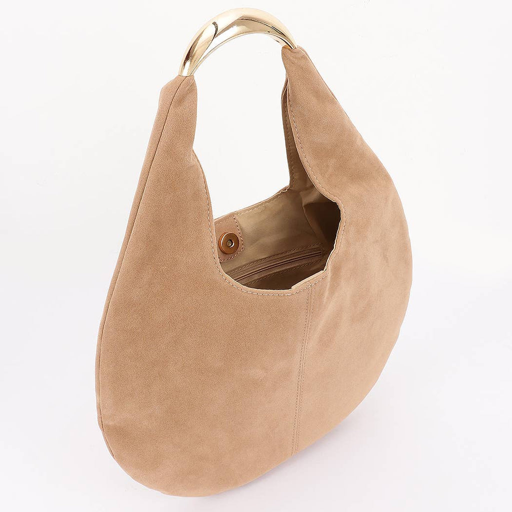 Faux Suede Leather Hobo Bag