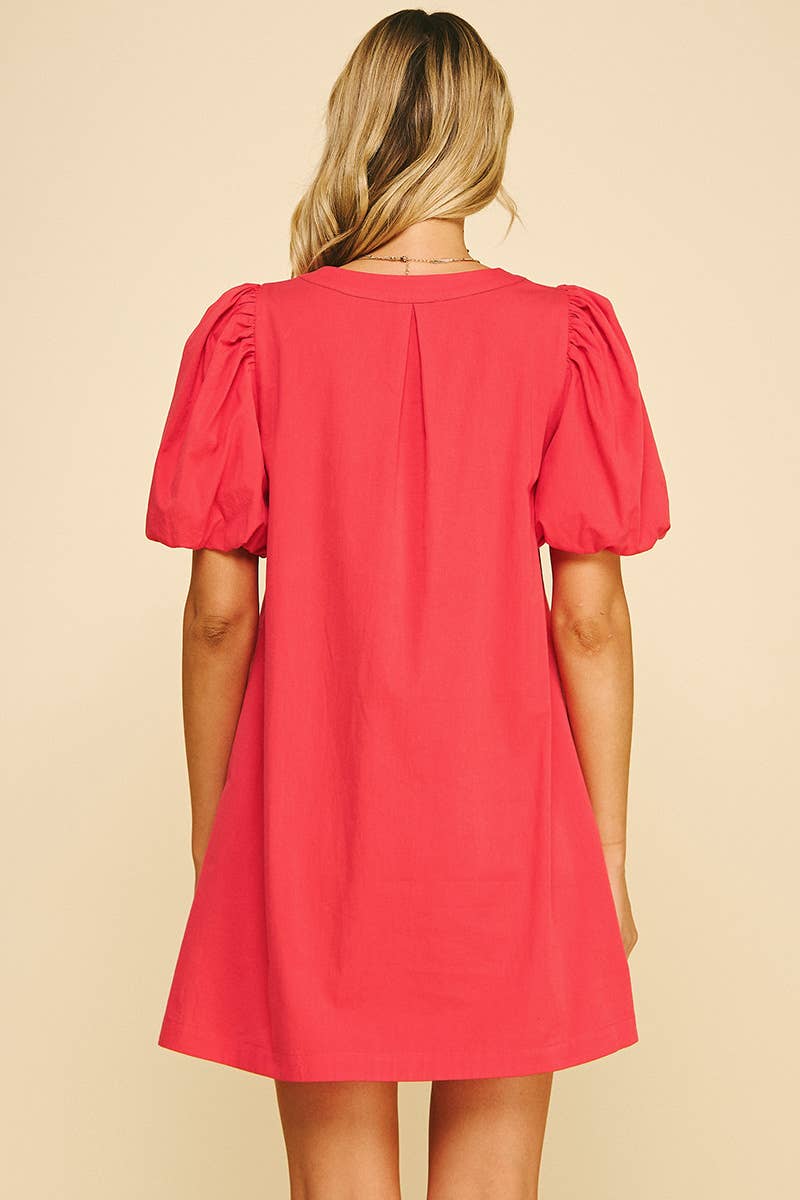 EMBROIDERED DETAIL MINI DRESS - 6038D