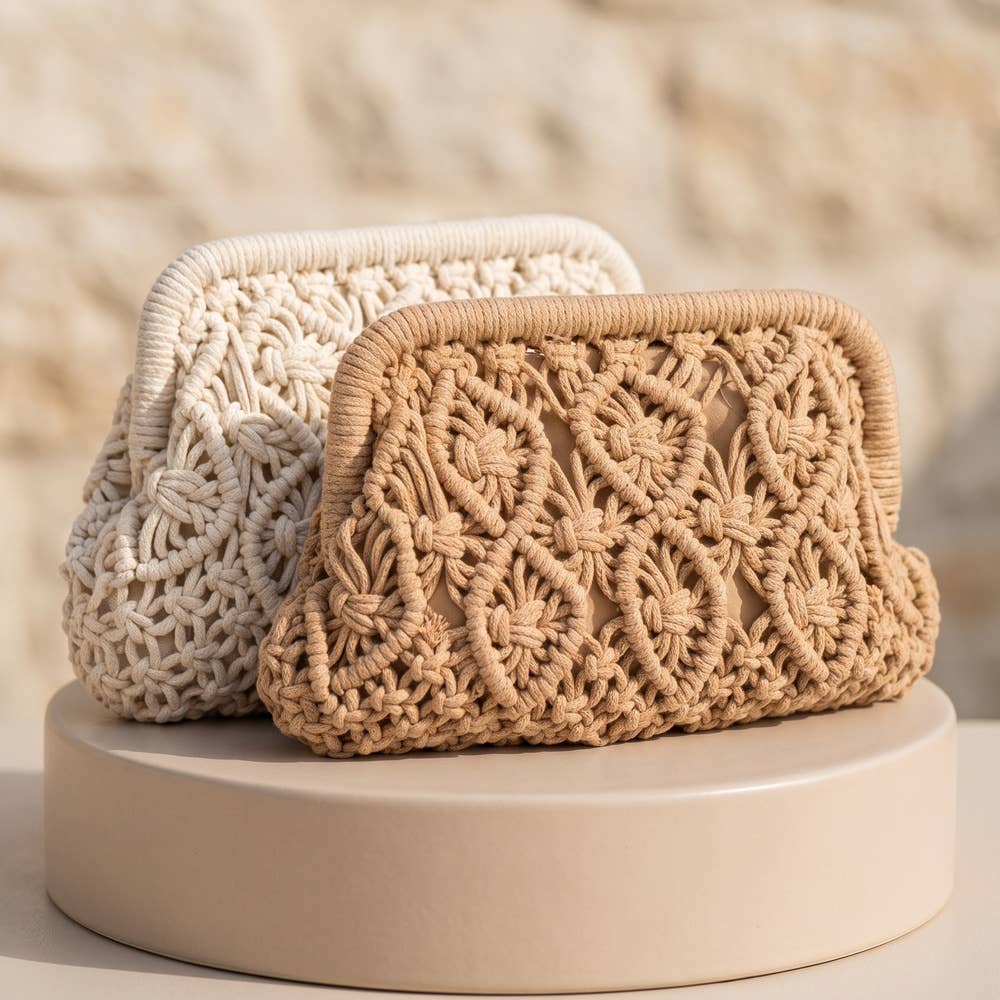 Macrame Diamond Weave Clutch Bag