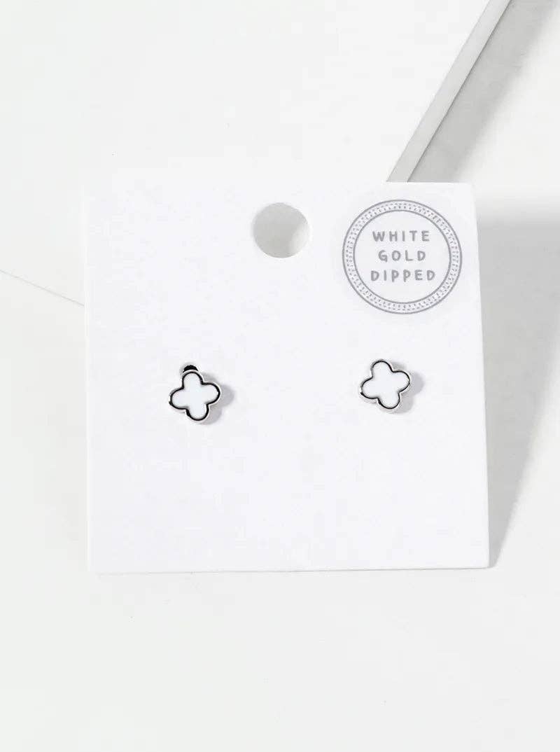 18K Gold Dipped Enamel Quatrefoil Sterling Silver Earrings