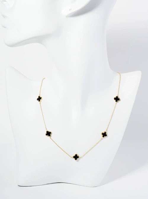 18K Gold Dipped Five 9Mm Quatrefoil Station Necklace
