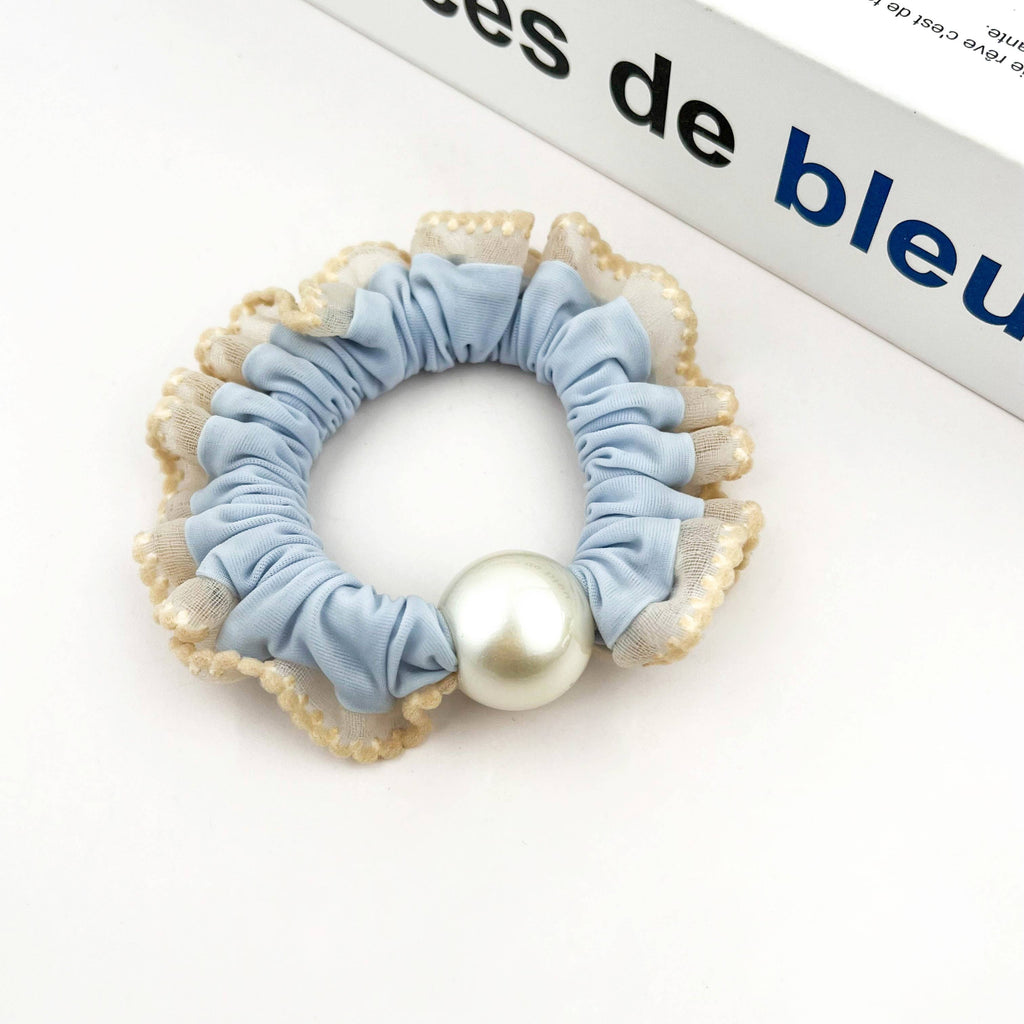 Sweet Pearl Sky Blue Hair Tie, Elegant Ponytail Holder