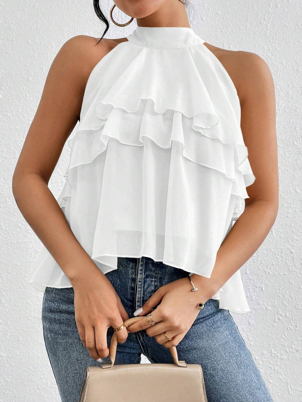 Solid Color Neck Hanging Top