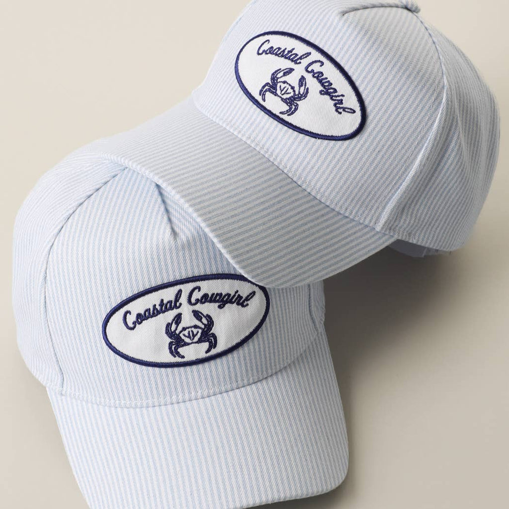 Coastal Cowgirl Crab Patch Seersucker Stripe Trucker Hat