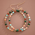 Natural Stone Beaded Circle Drop Earrings - 6116
