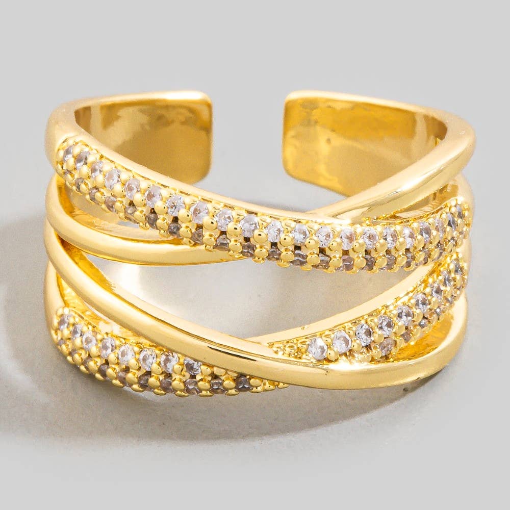 Pave Accent Multi Row Twist Adjustable Ring