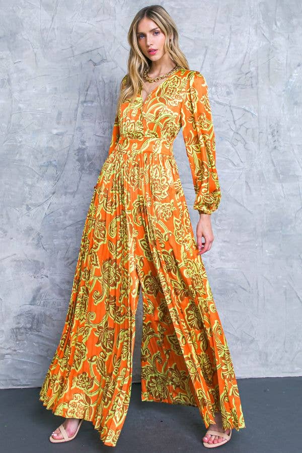 A printed satin jumpsuit - IP8016