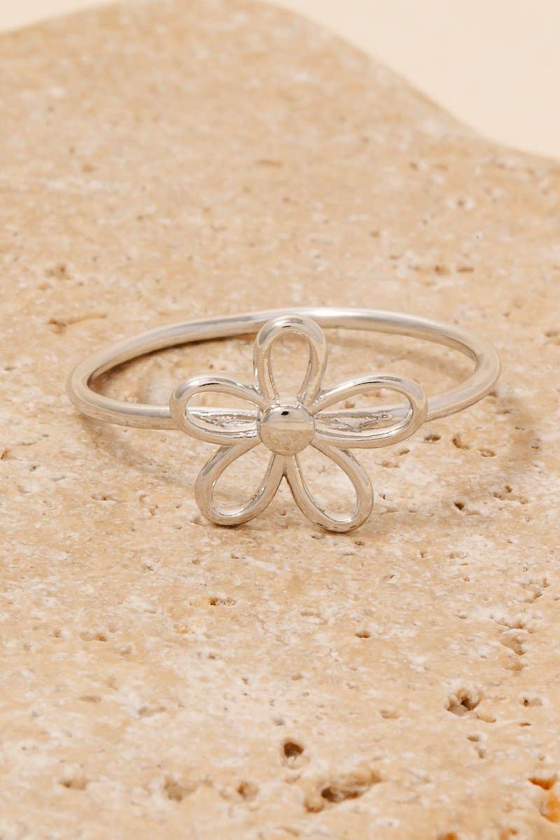 Wire Flower Dainty Band Ring