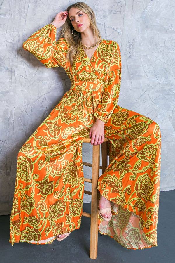 A printed satin jumpsuit - IP8016