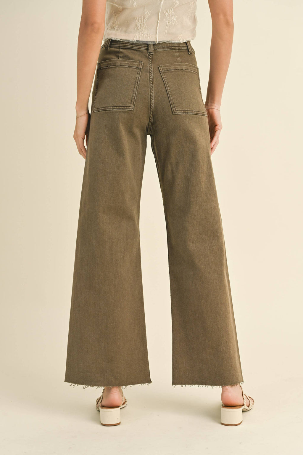 MMP1913   STRAIGHT WIDE LEG PANTS WITH FRONT POCKET
