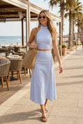 Stripe Halter Crop Top & Midi Skirt Set