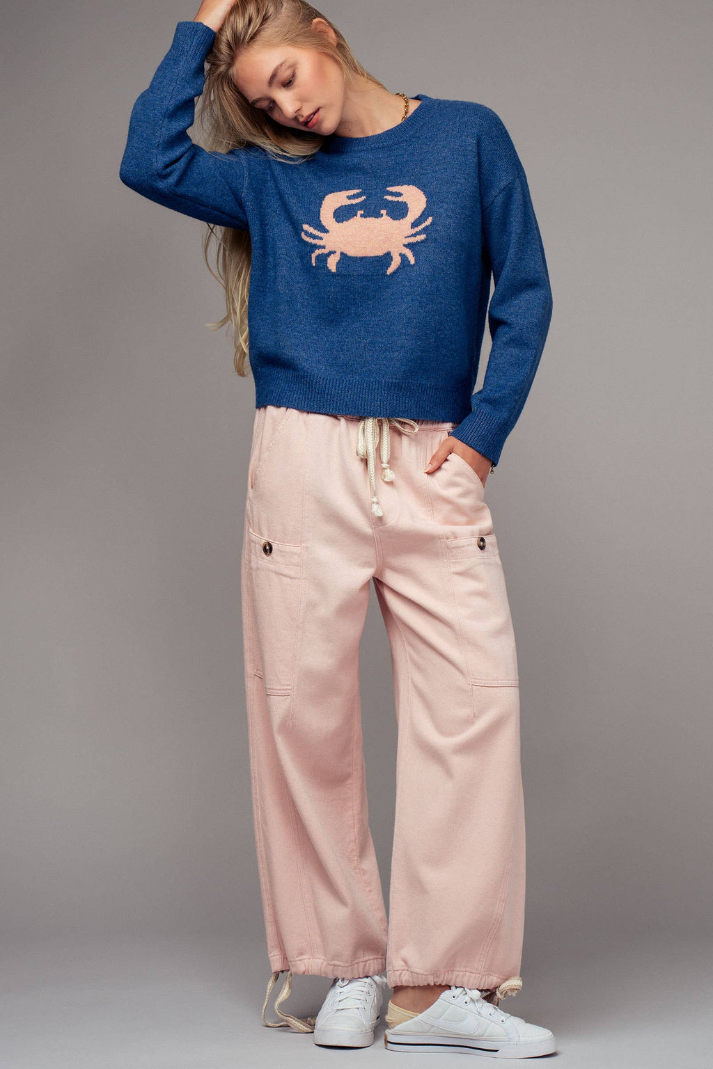 Crab Graphic Relaxed Knit Sweater
