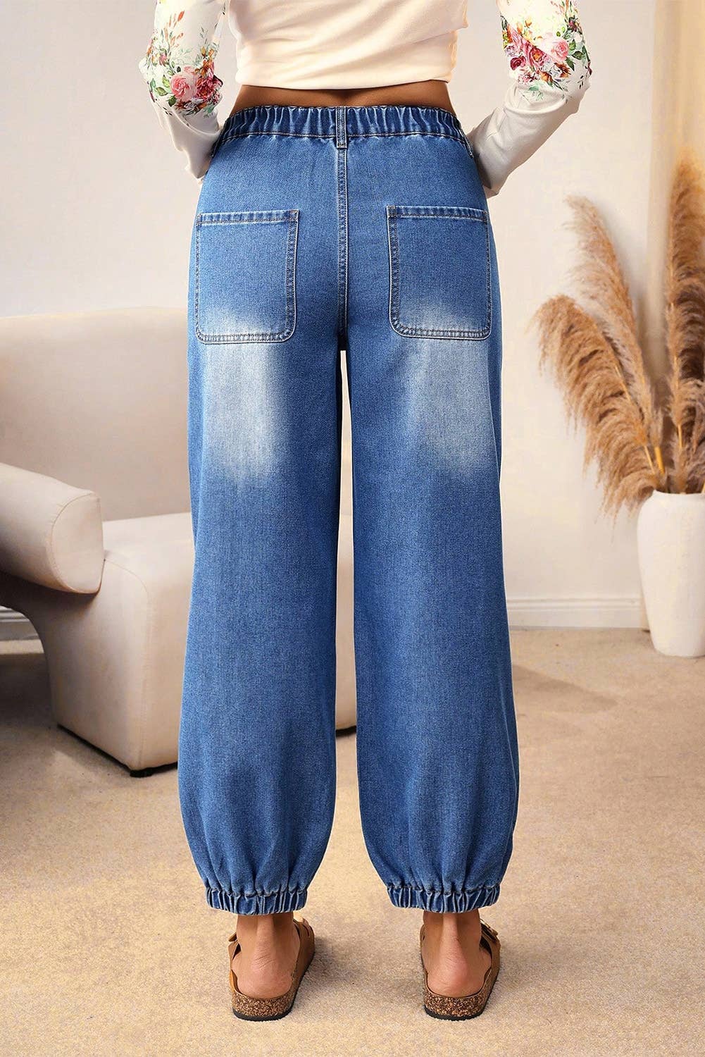LDC Spring 4 Buttons Front Tapered Casual Loose Fit Jeans