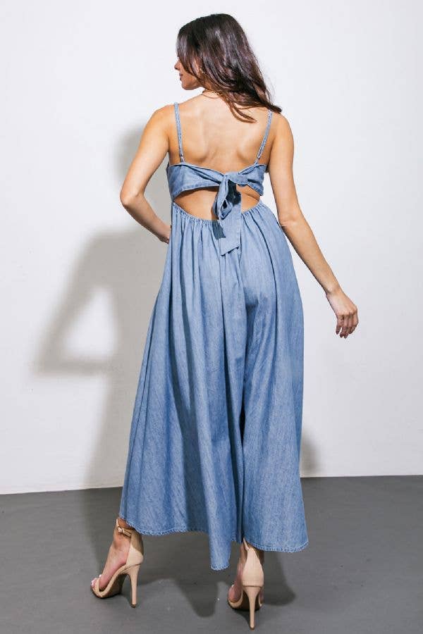 A washed denim midi dress - ID20973