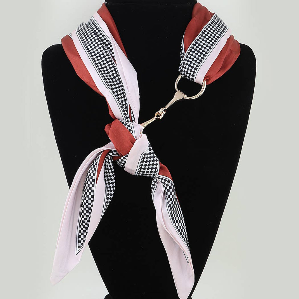 Luxury Checker Toggle Scarf Necklace