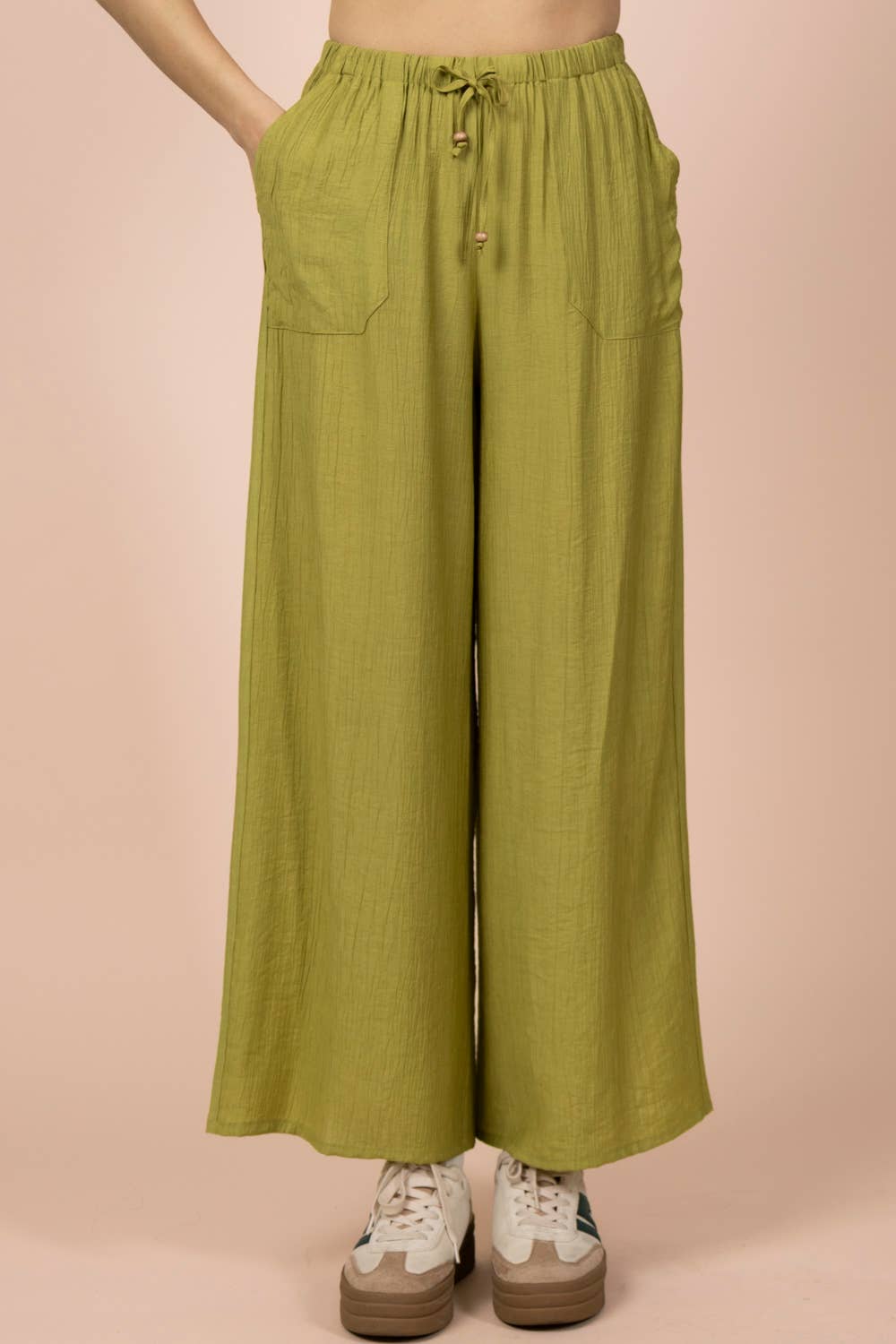 NP71047-Wide Leg Woven Pants