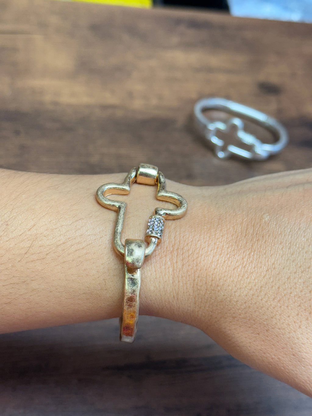 NEW! Gorgeous BLING Cross Cuff Bracelet- Silver or Gold