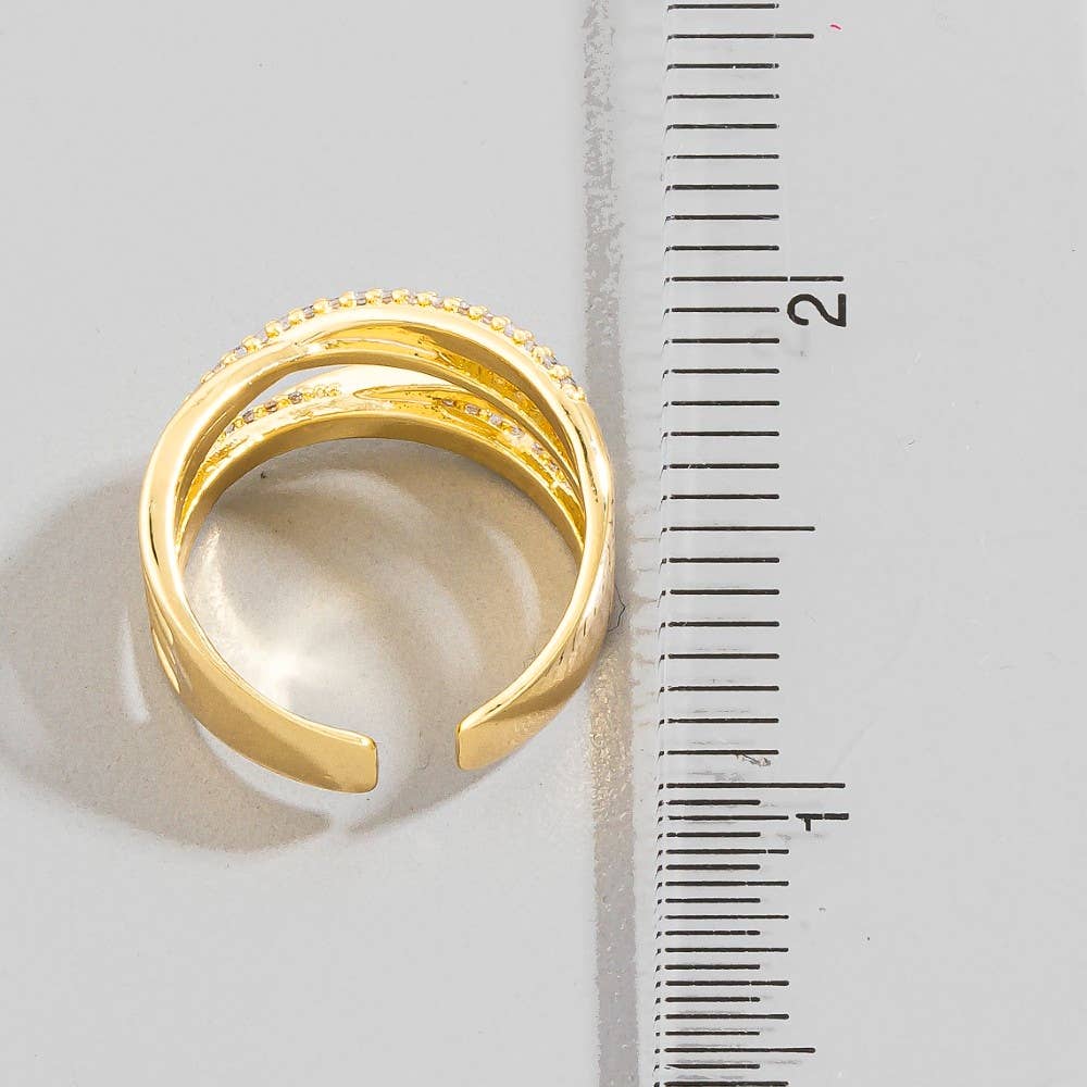 Pave Accent Multi Row Twist Adjustable Ring