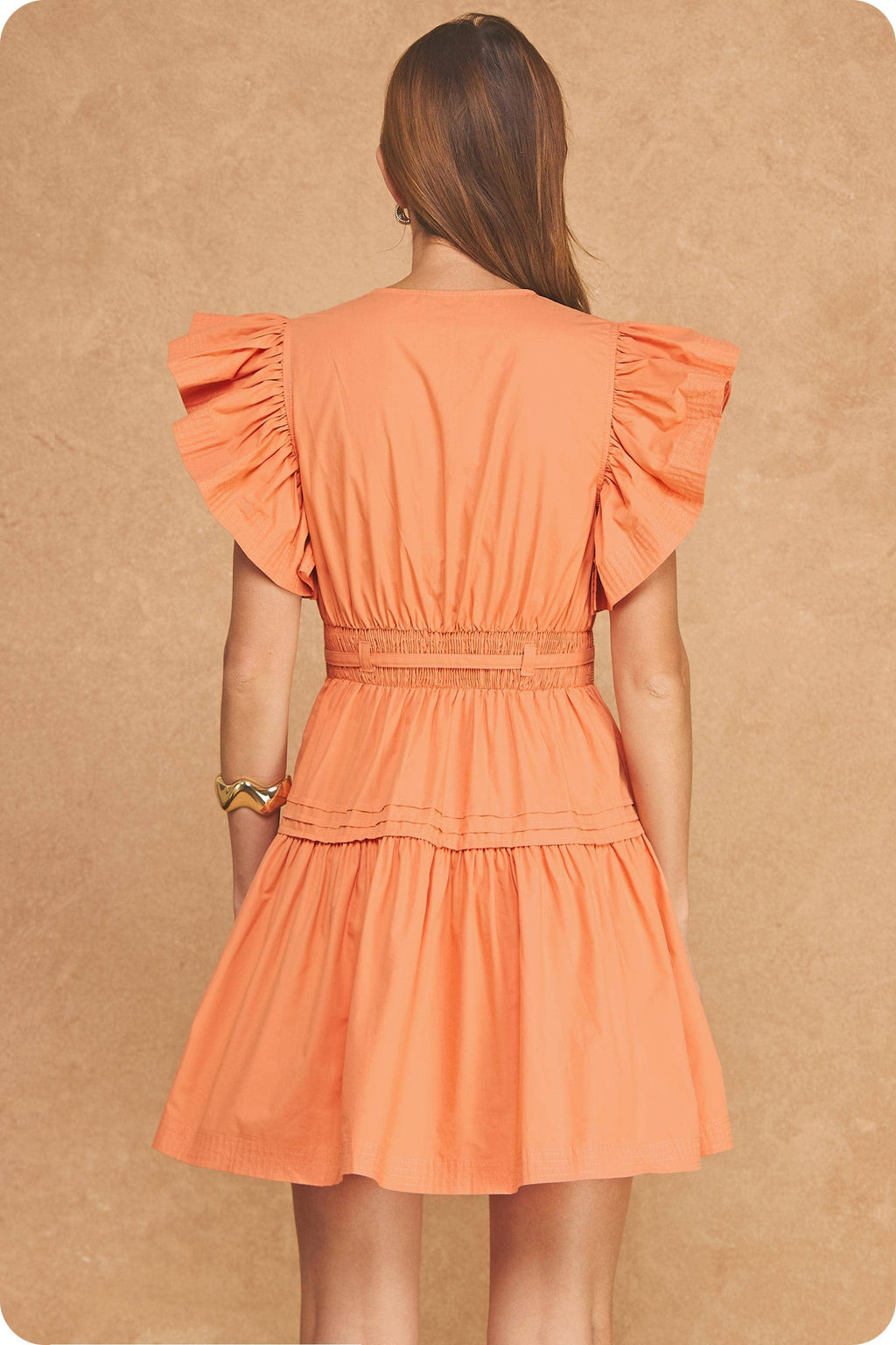 Flutter Sleeve Poplin Mini Dress