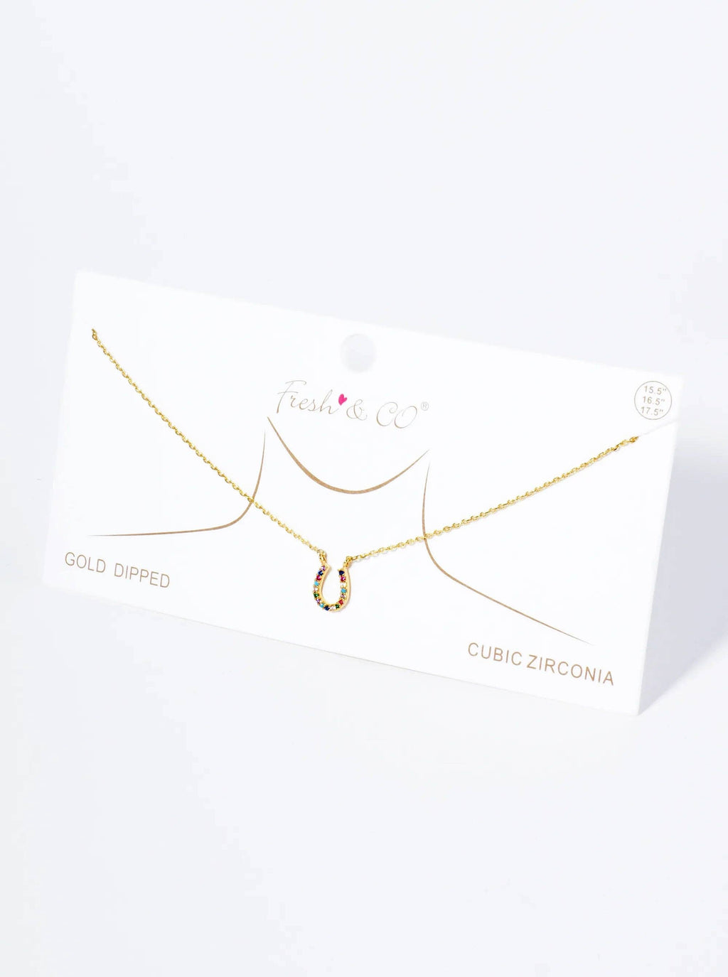 18K Gold Dipped Cubic Zirconia Horseshoe Pendant Necklace