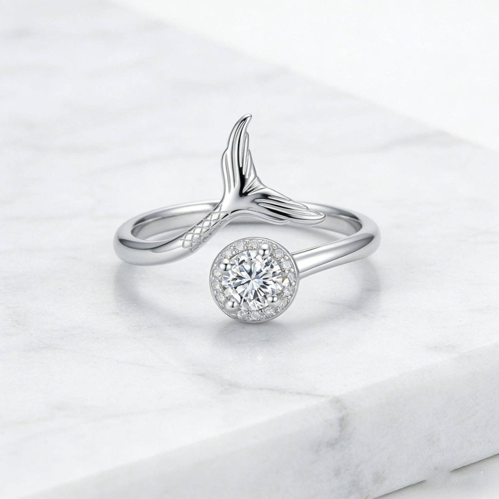 Dainty CZ Mermaid Tail Adjsutable Ring in Solid Copper