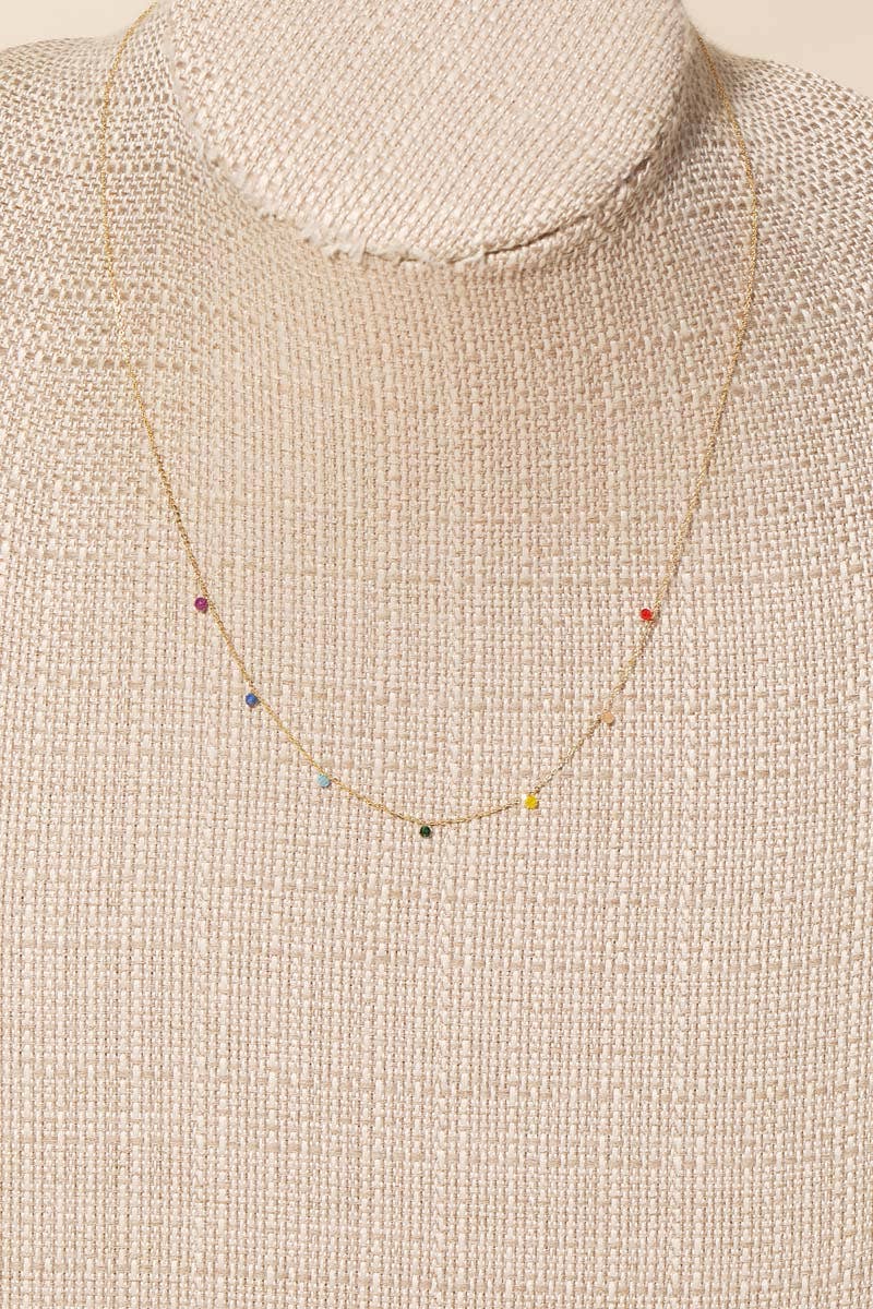 Mini Rainbow Beaded Charm Necklace