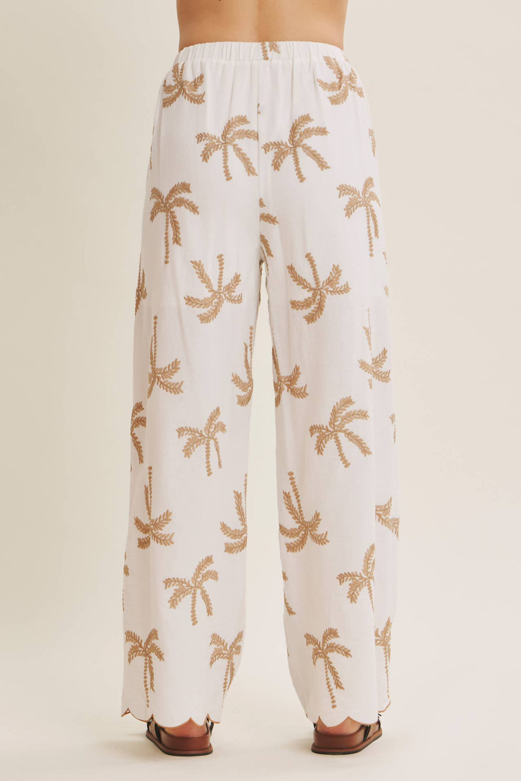 SUN-KISSED RESORT MOOD PALM TREE EMBROIDERED PANTS