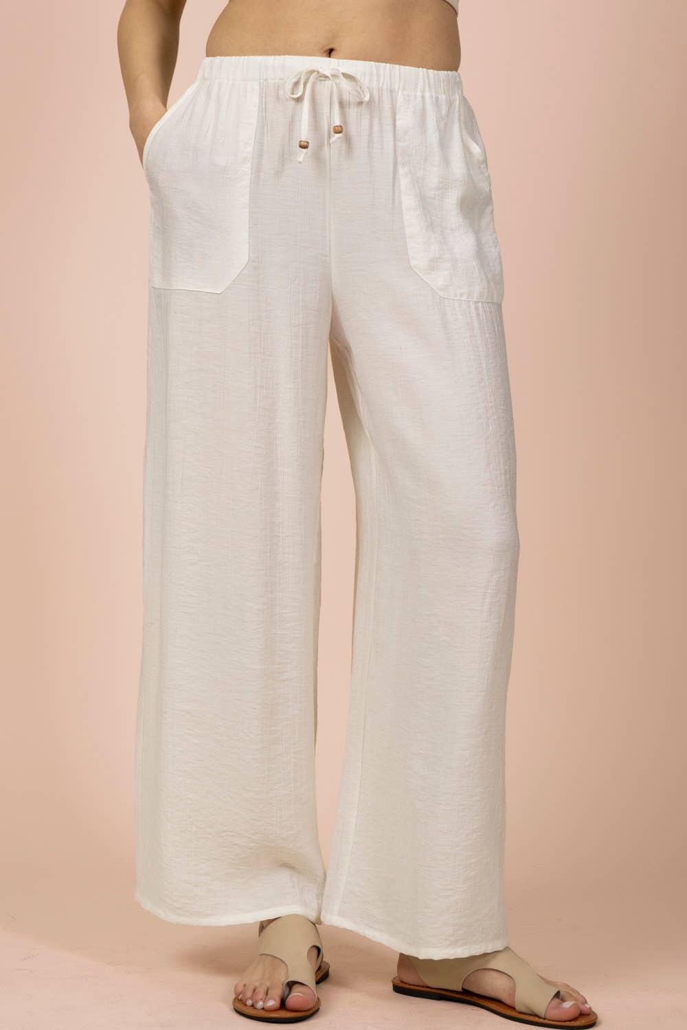 NP71047-Wide Leg Woven Pants