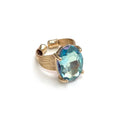 Oval Crystal Glass Single Stone Cocktail ADJ Wire Rings