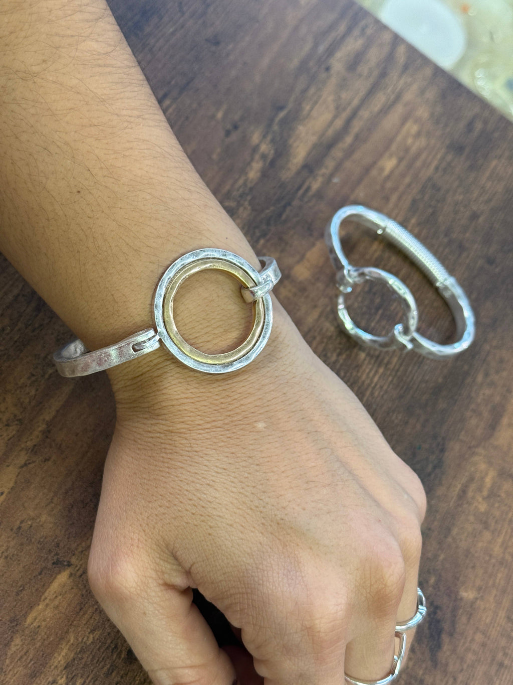 Two Tone Hammered Full Circle Cuff