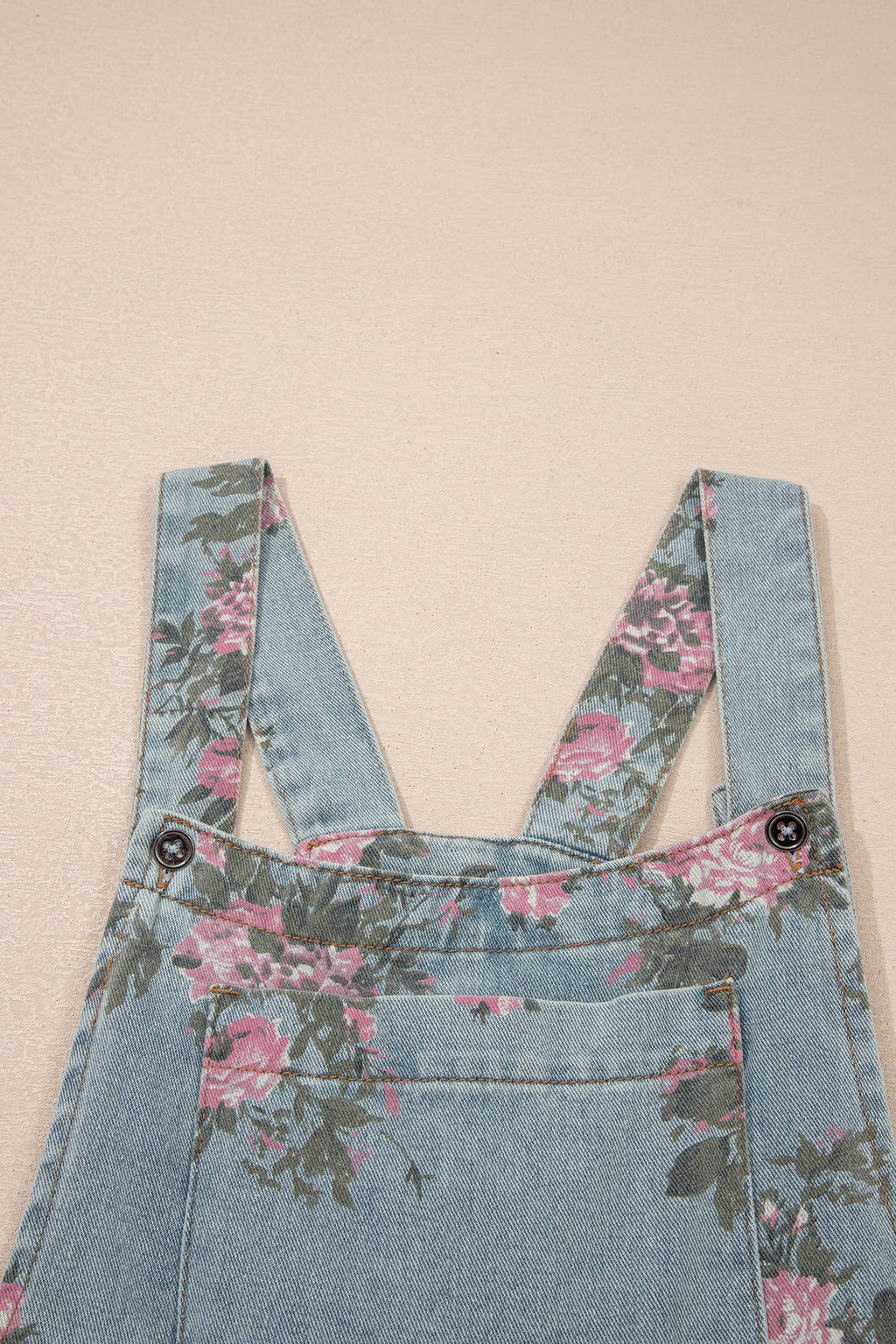 Western Floral Pleated High Waist Wide Leg Denim Jumpsuit