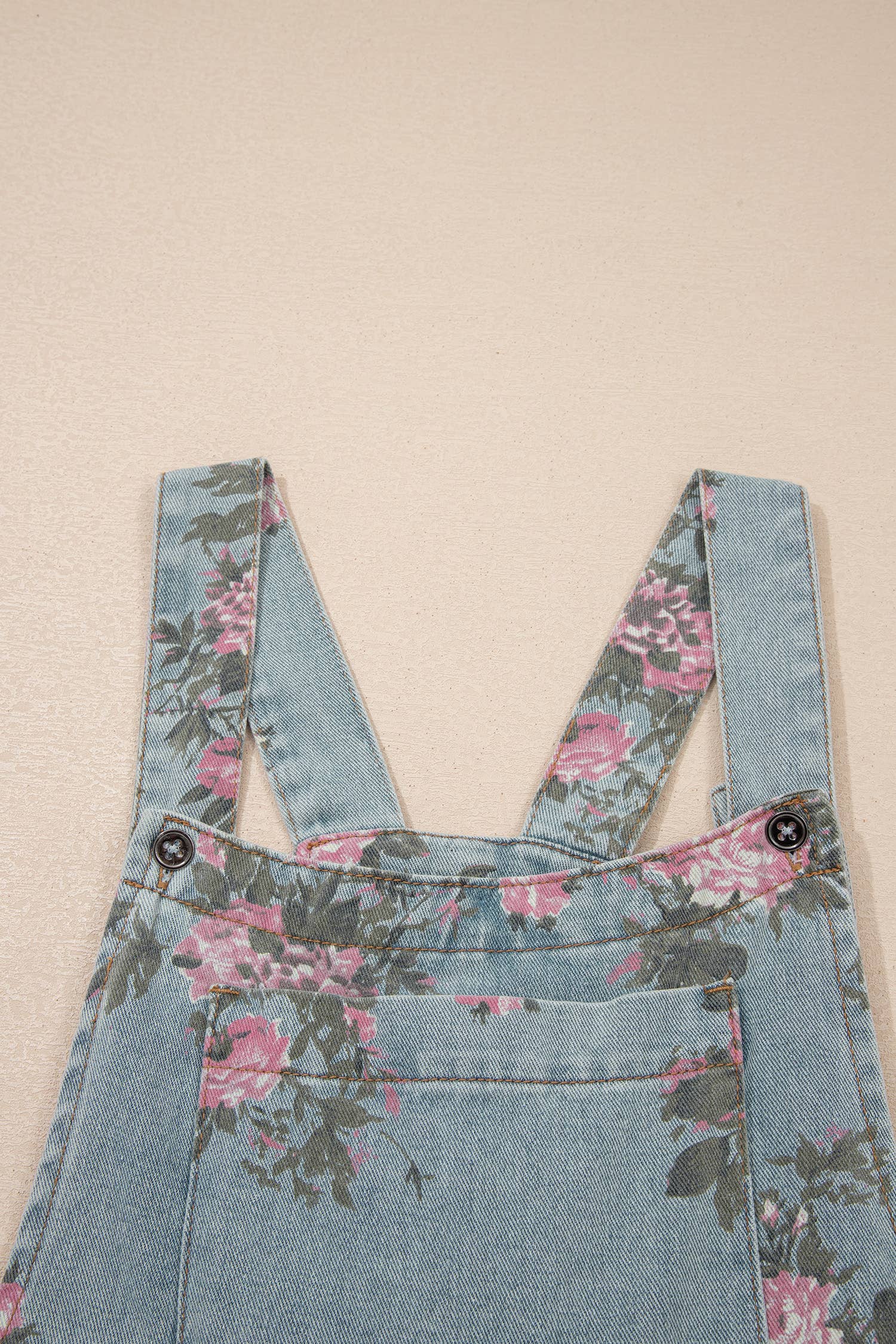 Western Floral Pleated High Waist Wide Leg Denim Jumpsuit