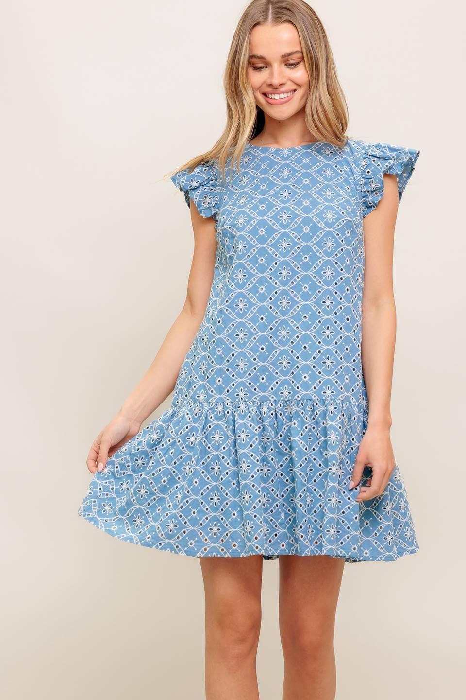 A woven eyelet babydoll dress - ID22788