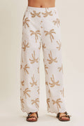 SUN-KISSED RESORT MOOD PALM TREE EMBROIDERED PANTS
