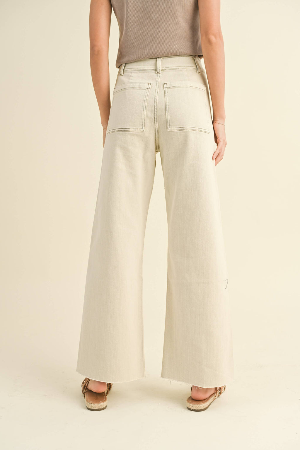 MMP1913   STRAIGHT WIDE LEG PANTS WITH FRONT POCKET