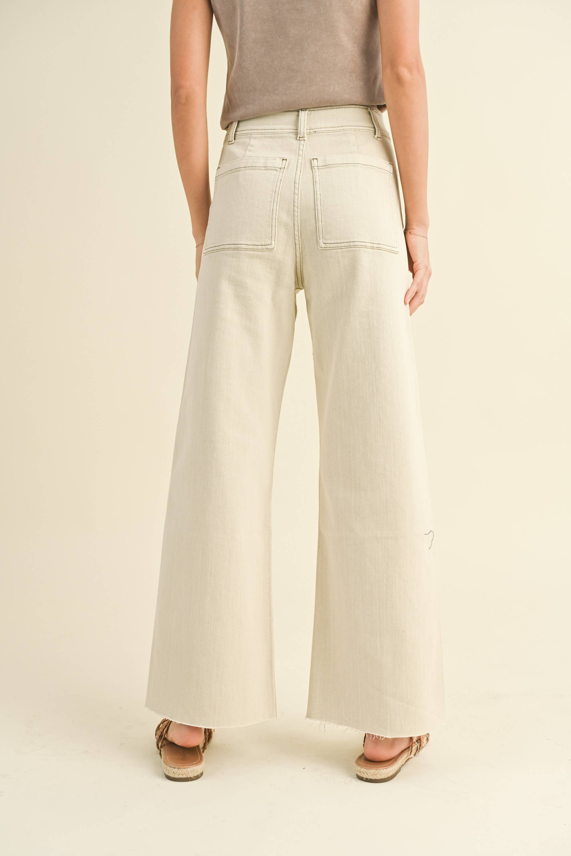 MMP1913   STRAIGHT WIDE LEG PANTS WITH FRONT POCKET