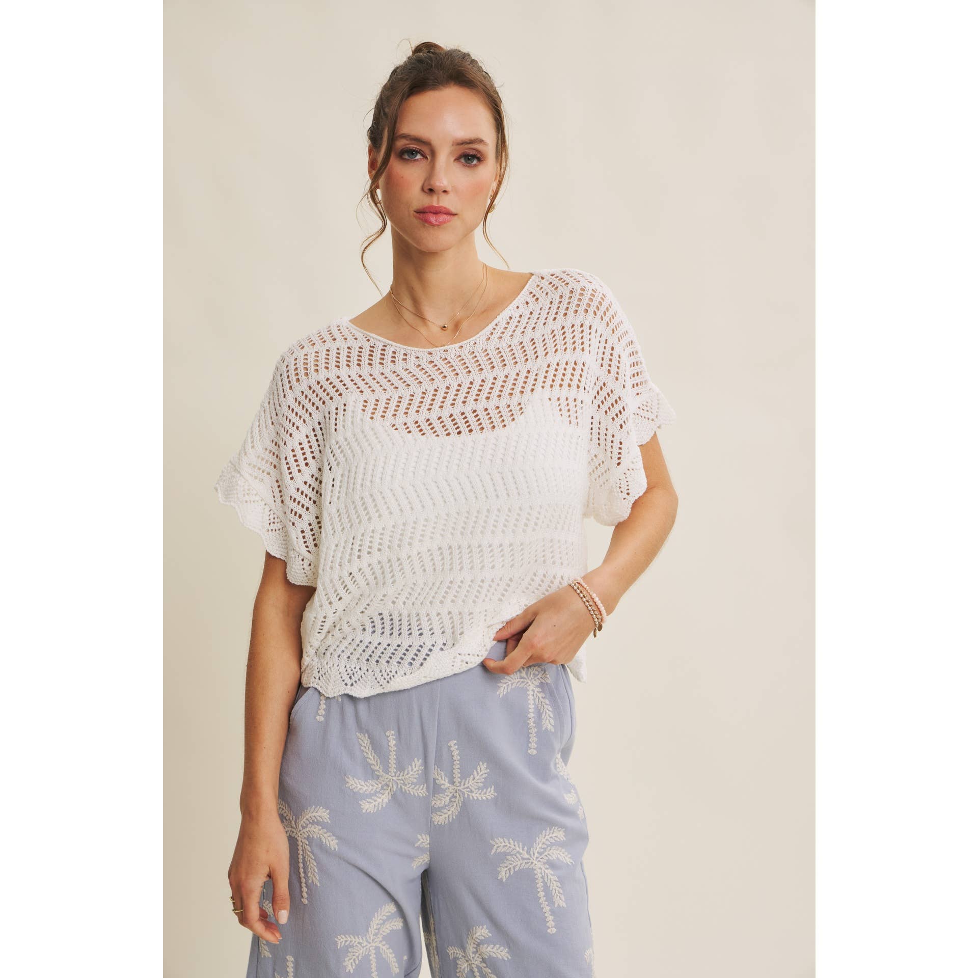 SUN-KISSED RESORT MOOD PALM TREE EMBROIDERED PANTS