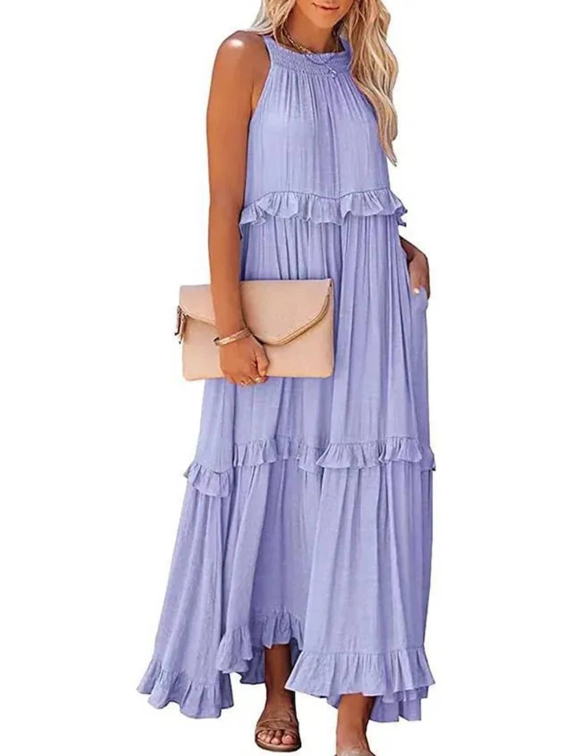 Ruffled Sleeveless Maxi Dress